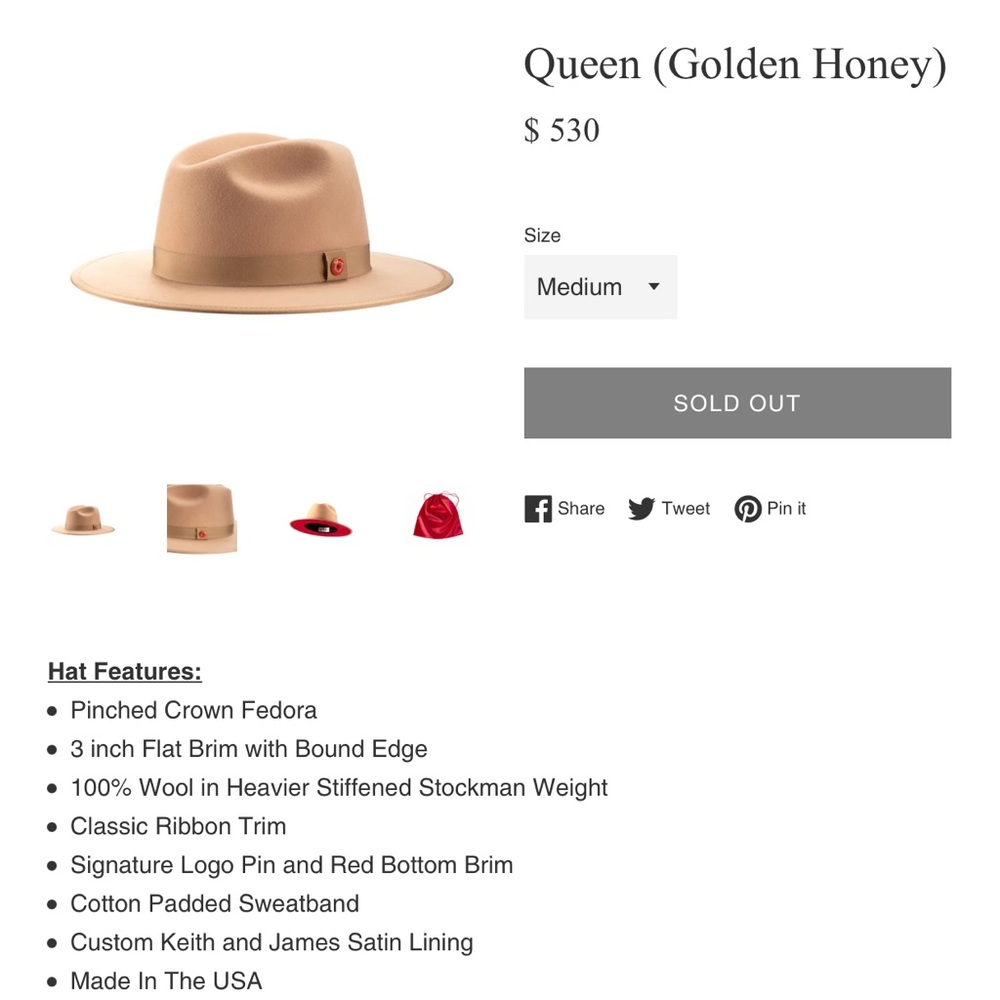 Keith and James Fedora Hat (Queen-Golden Honey)